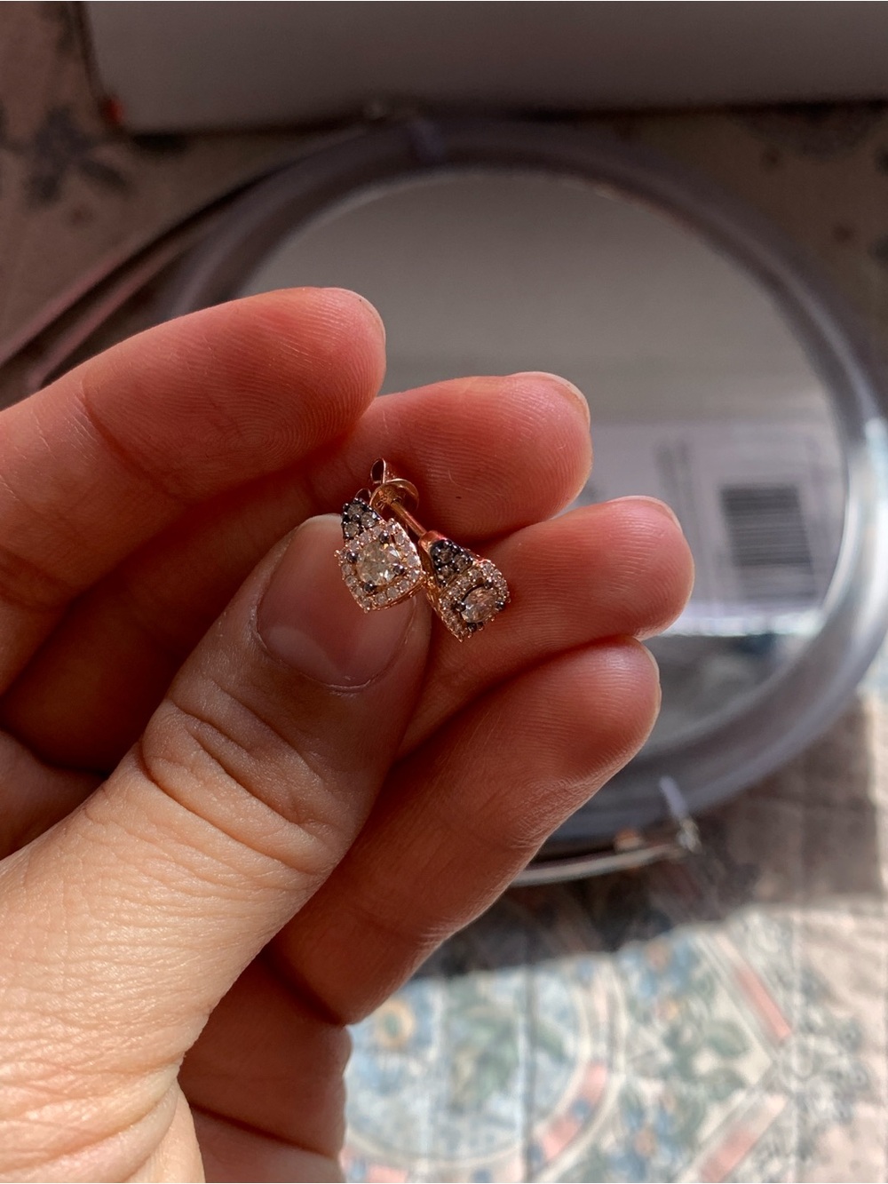 14k Rose Gold LeVian Diamond Stud Earrings! - Picture 7 of 10